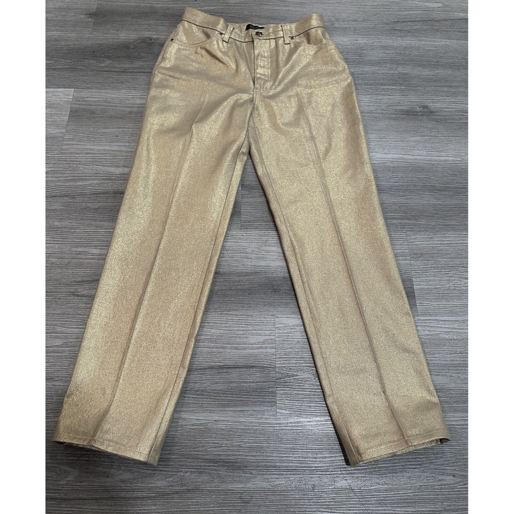 VERSACE Gianni Italy  Gold Metallic Shinny‎ Solid Women Jeans Pants Sz 30 AMGD29